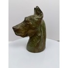 Vintage Art Great Dane Dog Head Sculpture Bust Bronze Finish Mcclelland Baclay