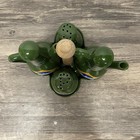 Brazil S  o Paulo Ceramic Oil Vinegar Salt Pepper Cruet Set Green Handled W Caddy