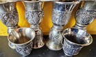 Silver Plate Judaica Kiddush Wine Shot Cups 