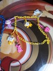 Vintage 80s Plastic Clip On Bell Charm Necklace 21 Colorful Charms W chains