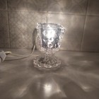 Vintage Glass Dimmable Night Light Accent Lamp Smoky Gray Scalloped Base