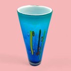 Murano Blue Glass Tall Vase With Millefiori Design