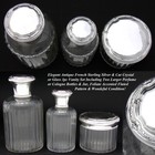 Antique French Sterling Silver   Cut Glass 3pc Vanity Set  Two Perfumes   Lg Jar