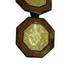 Antique Art Deco Signed Hallmark Yellow Brown Guilloche Enamel Cufflinks Pair 