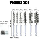 6 Pcs Stainless Steel Bore Brush With 1 4  Hex Shank Twisted Wire Silvery 