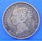 1882-h Queen Victoria Silver Newfoundland Canadian 50 Fifty Cents Coin
