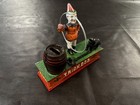 Vintage Cast Iron Mechanical Coin Bank Trick Dog Jumping Through Hoop  Works 