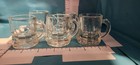 Vintage Federal Glass Clear Shot Glasses     Set Of 5 Pressed Glass Retro Barware