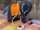 Steiff Membership Club Gift 2007 Blue Mohair Elephant Miniature Toy Orange Vest