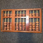 Vtg Wooden Chinese Abacus Rose Wood Beads And Brass Traditional Counting Mint
