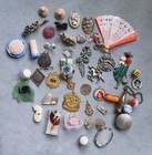 Big Vintage Treasures Estate Junk Drawer Lot In Lovely Antique Pyrography Box
