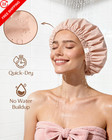 Yanibest Satin Lined Shower Cap For Women Reusable 13 Inch  Peachy Pink