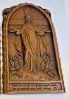 Vintage Jesus Christ Wall Plaque Religious Christian Brown Wooden Barwood
