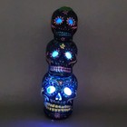 Resin Decorative Day Of The Dead Stacked Sugar Skulls With Led Light-up Eyes