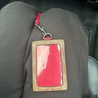 Coach Signature Lanyard Id Badge Card Case Holder Khaki Magenta 63274  65