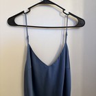 Women s Blue Full Slip Dress Size L Solid Adjustable Spaghetti Strap