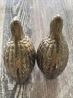 Mid Century Solid Brass Quail Figurines  Vintage Bird Pair