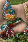 Huichol Beaded Hummingbird Ornaments Mexican Folk Art Seed Bead Suncatcher Boho