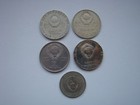 Set Of 5 Pieces Ussr Russian Coins 1 Ruble 1964  1965  1967  1970  1975   1093 E