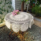 36  Vintage Hand Crochet Tablecloth Round Lace Table Cloth Topper Flower Doily