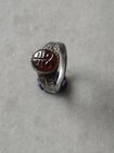 Antique Rare Victorian Silver  Occult Signet Ring With Carnelian Stone Us-9 75