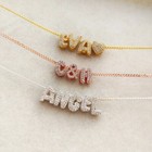Customized Zirconia Bubble Letters Name Necklace Jewelry 3d Women Charm Pendant