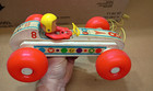 1960 s Vintage Fisher Price Toys Bouncy Racer  8 Wood   Plastic Pull Toy  10 