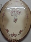 Vintage Vanity Set Mirror Brush Comb     Oval Cream W  Pink Roses Art Deco Style