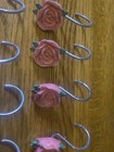 Shower Curtain Hooks  12 Pcs Anti Rust Decorative Vintage Resin Rose Hooks For
