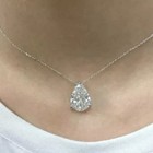 4ct Pear Cut Real Moissanite 18   Chain Solitaire Pendant 14k White Gold Plated