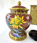 7  Old Chinese Copper Cloisonne Enamel Color Gilt Dynasty Flower Jar Pot Pair