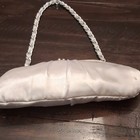 Silver Satin Clutch Handbag W  Chain Strap   Kiss-lock Closure  Kiss Lock
