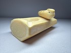 Vintage Hand Carved Real Walrus Tusk Ivory Ashtray Figural Walrus Desk Accessory