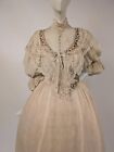 Beautiful Late 19th C Victorian Puff Sleeve Dress W Bell Cuffs   Embroidered Tr