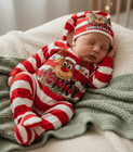 Newborn Baby Girl Boy Reindeer Christmas Sleeper   Matching Hat   Baby Gift New 