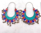 Rare Beautiful Old Vintage Pair Of Color Full Antique Earrings