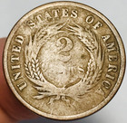 1865 Two Cent Piece 2c Ungraded Civil War Date Us Copper Coin Cc31956