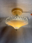 Vintage Art Deco Glass Ceiling Light Fixture 1930 - 40s   Flush Mount 11 