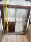 Old Wood Window Sash With Glass Panes   Stained Glass Panel