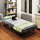 Portable Folding Bed Guest Bed With Memory Foam Mattress   Metal Frame Rollaway
