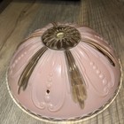 Art Deco Vintage Pink And Clear Glass Ribbed Ceiling Lamp Light Shade 11 Inches