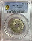         1940 Palestine 10 Mils Coin Pcgs Ms64        