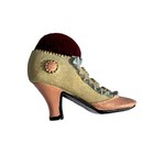 Vintage Victorian Shoe Shaped Fabric Pin Cushion Collectible Miniature
