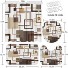Geometric Brown Shower Curtain Set With Toilet Lid Cover And Non-slip Rugs  Abst