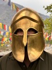 Medieval Steel Brass Coated Greek Corinthian Helmet Roman Spartan Helmet Knight