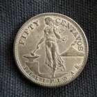 1944 Usa Philippines 50 Centavos 50 Cent Silver Coin 