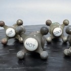 Antique Vtg Metal   Porcelain Hot Cold Sink Water Faucet Valve Handles Knobs 4