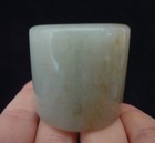 Vintage Large Natural Jade Archery Ring Smooth Thumb Ring With Natural Russet