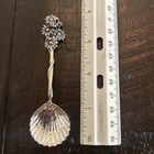 Vintage Silver 800  marked  Sugar salt Clam Shell Spoon With Daisy Design- 4 In