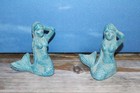 2-adorable Petite Free Stanging Metal Mermaid Figurines coastal Decor n-55